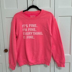 ESPWA It’s Fine I’m Fine Graphic Crewneck Sweatshirt Pink Size Small